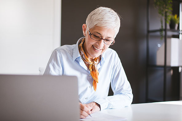 Person filling in forms